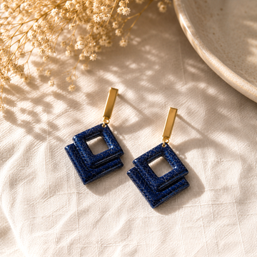 Pendientes Prisma Craquelados Azul