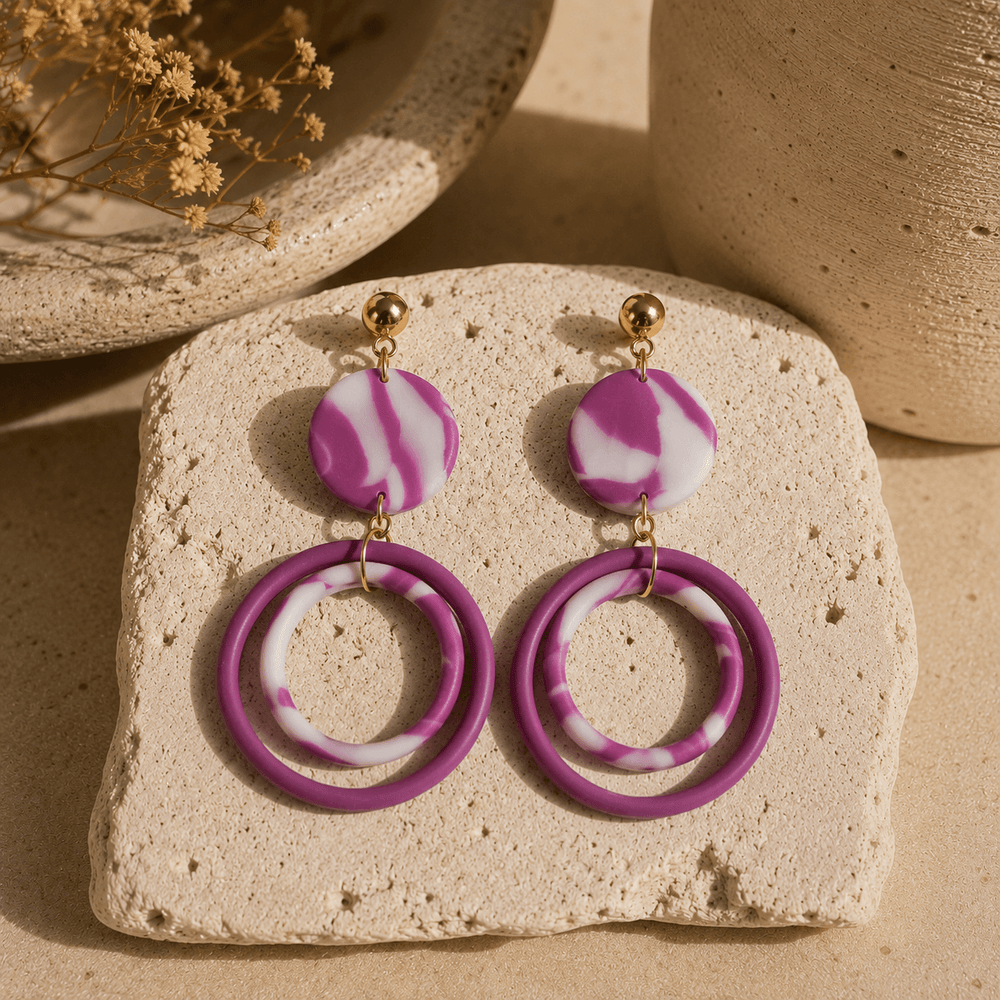 Pendientes Circle Geometry Purple