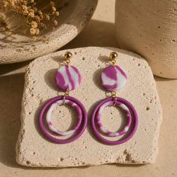 Pendientes Circle Geometry Purple