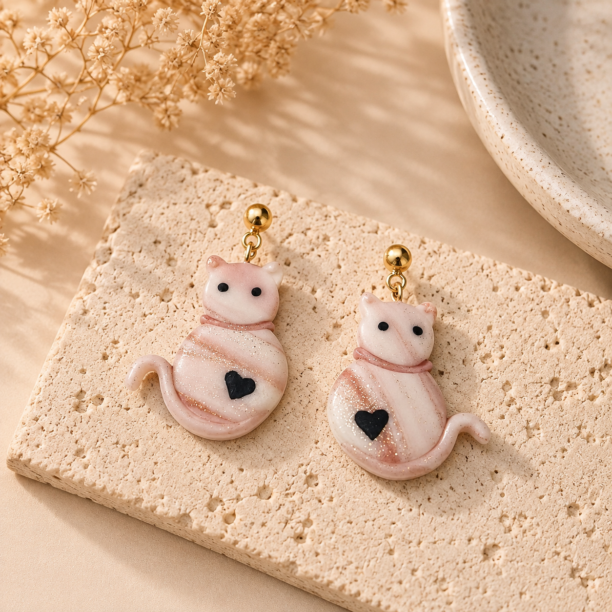 Pendientes Marble Cats Coral