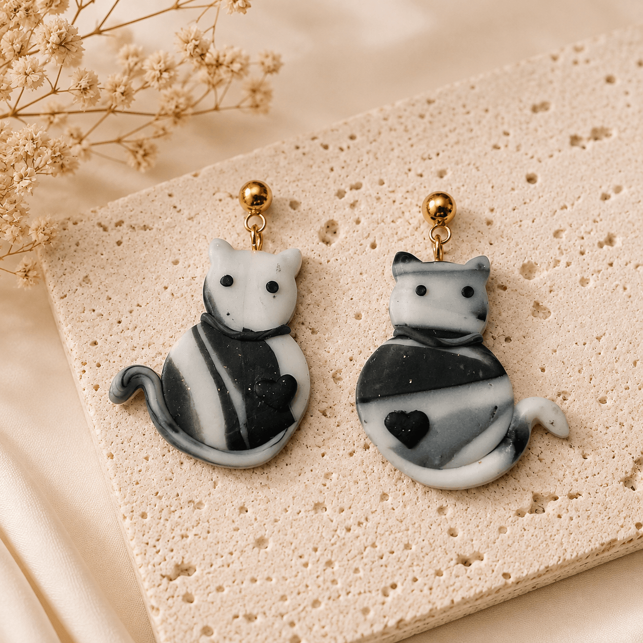 Pendientes Marble Cats Night