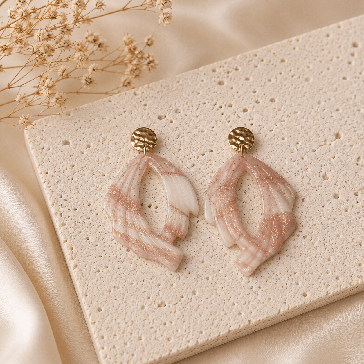 Pendientes Marble Blush Coral