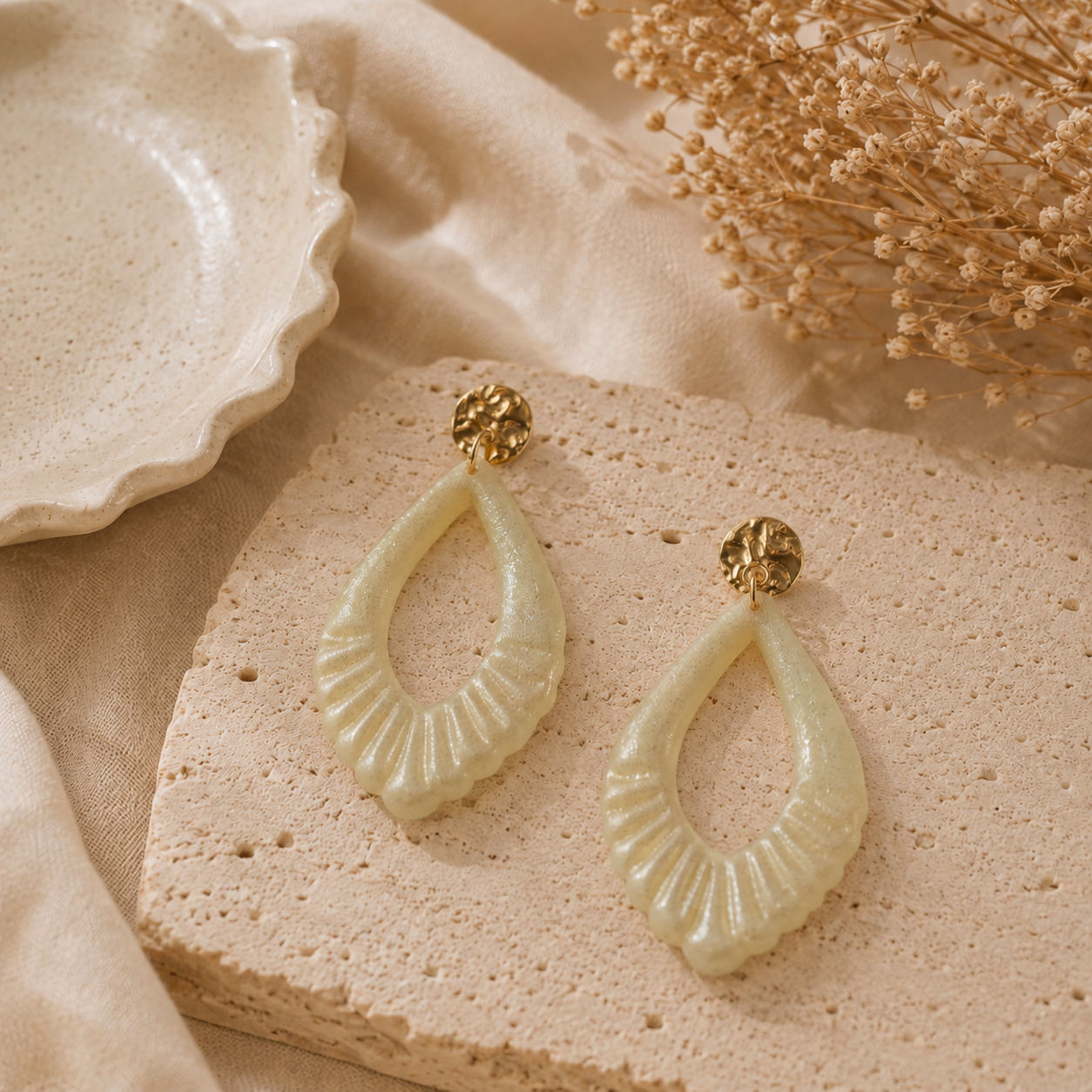 Pendientes Lira Shine Pearl Marfil