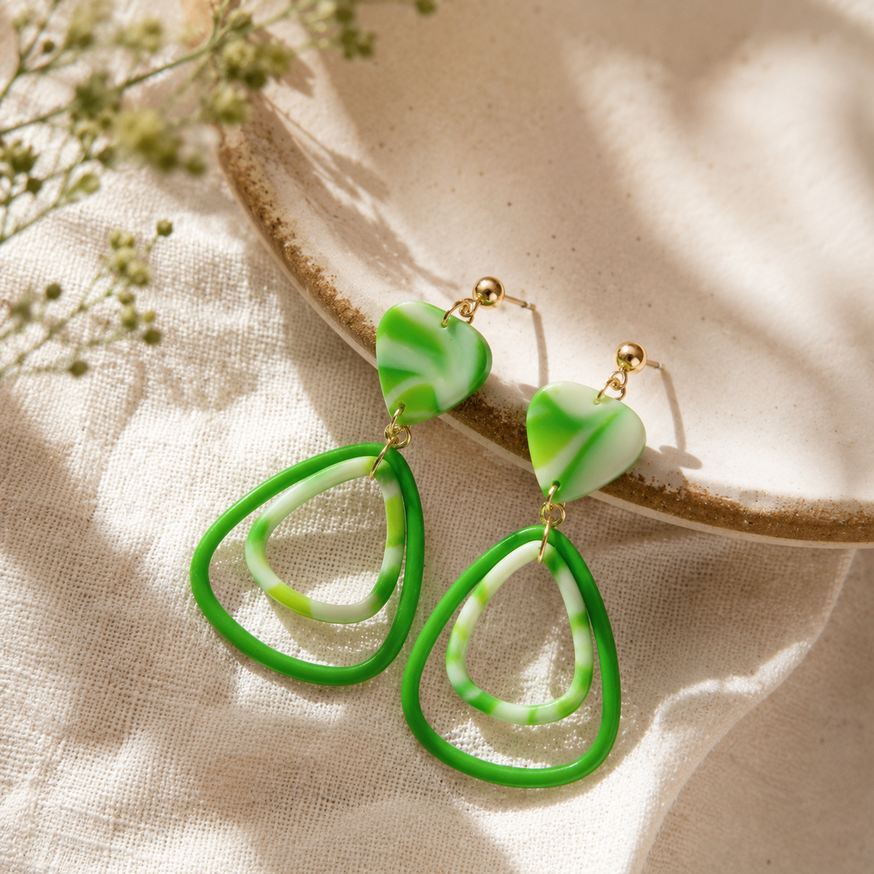 Pendientes Teardrop Geometry Lime