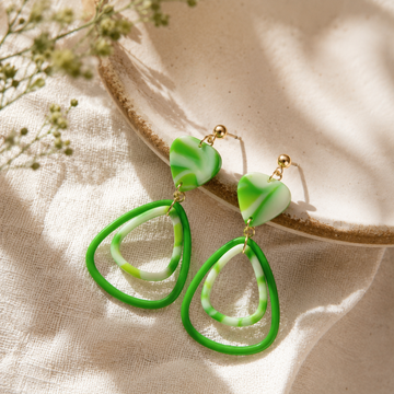 Pendientes Teardrop Geometry Lime