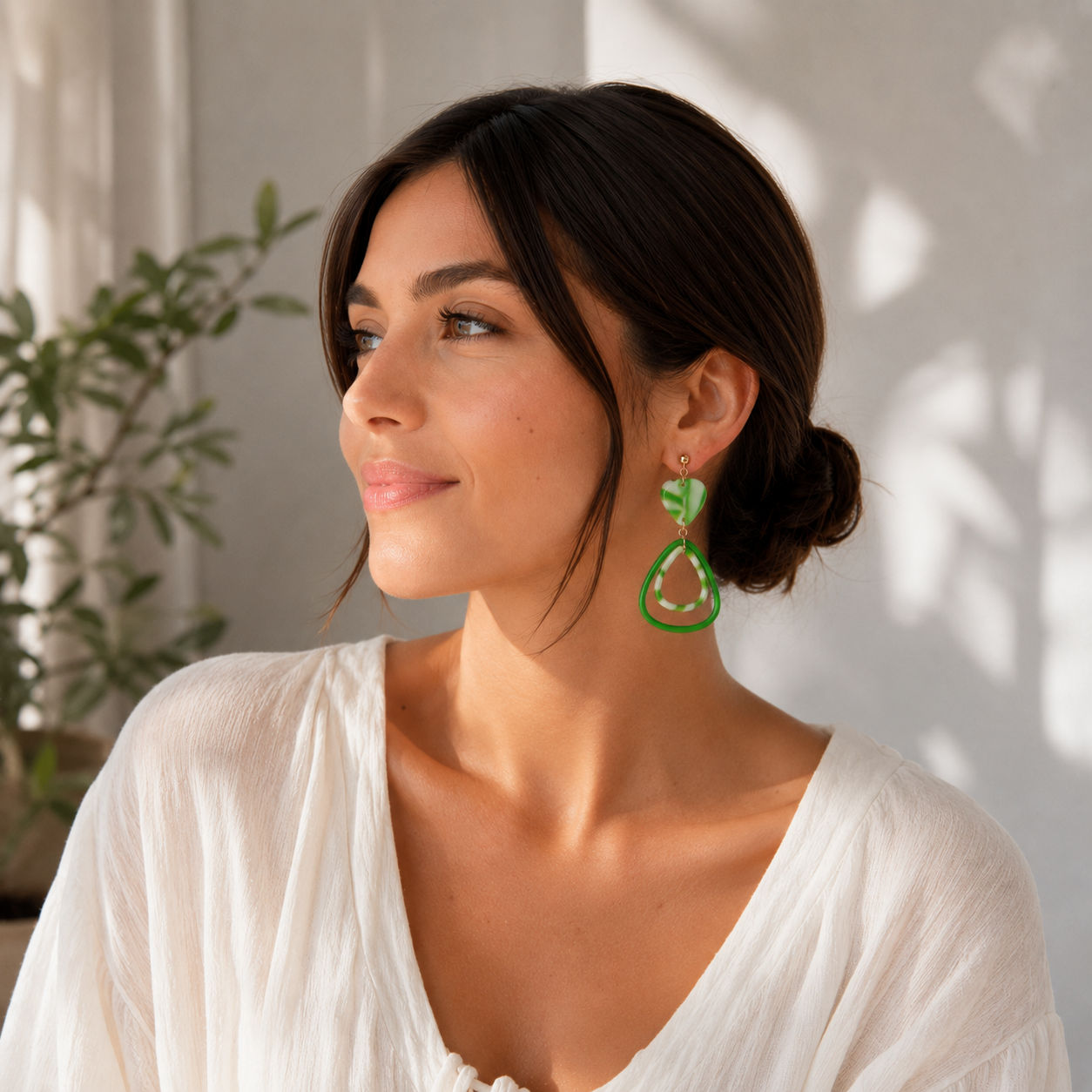 Pendientes Teardrop Geometry Lime