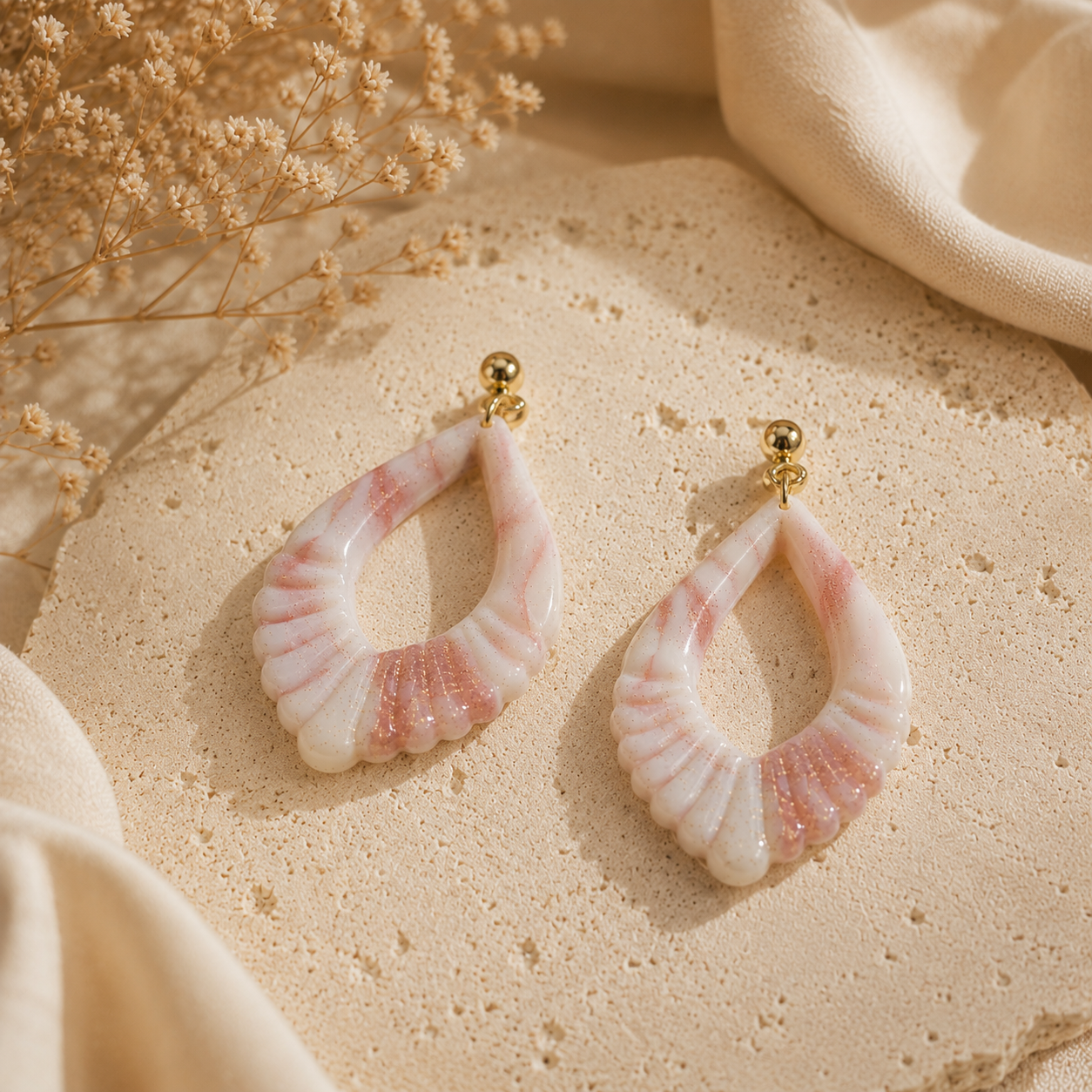 Pendiente Lira Marble Coral