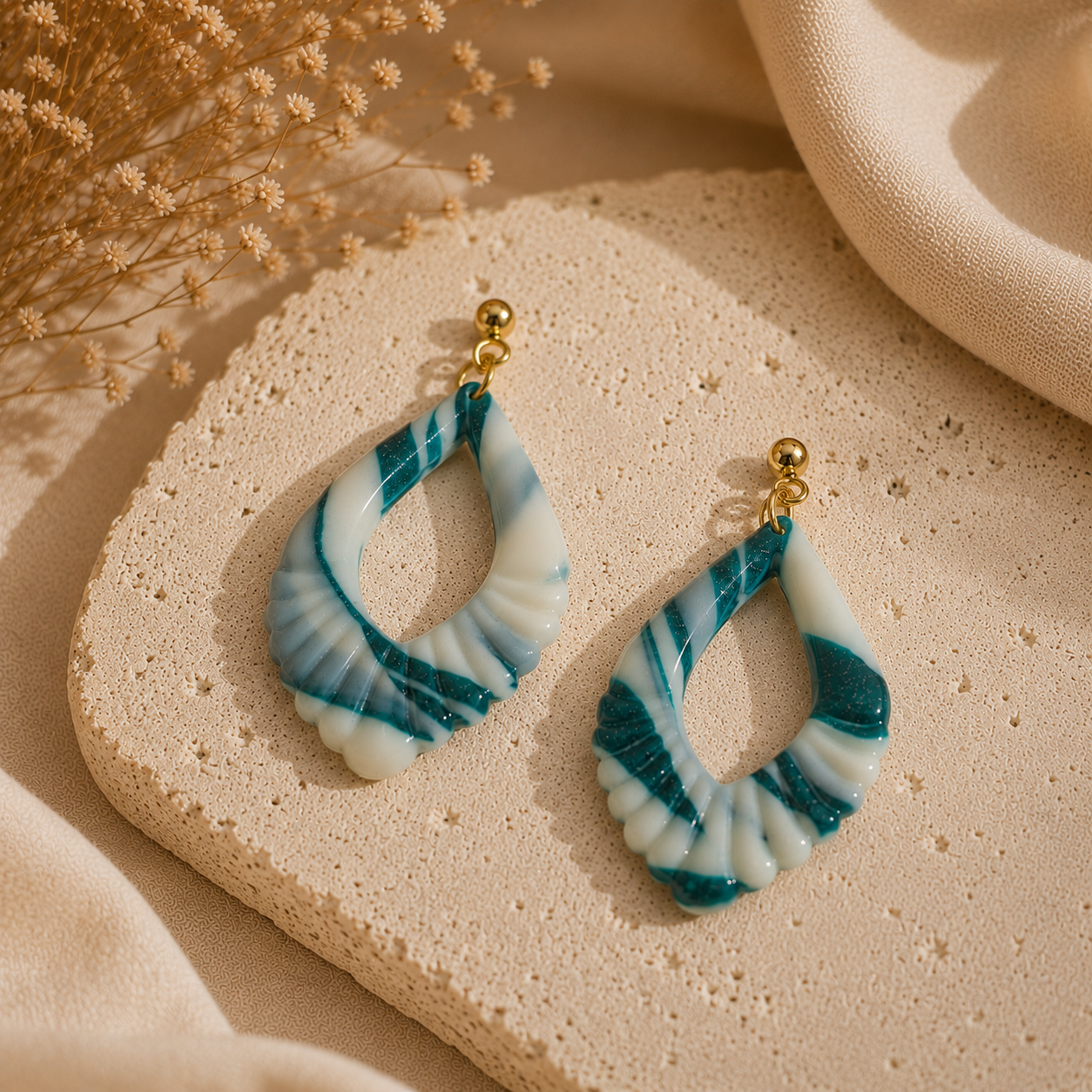 Pendiente Lira Marble Deep Ocean