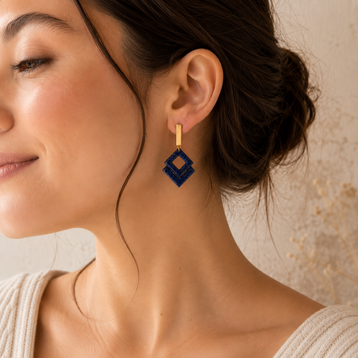 Pendientes Prisma Craquelados Azul