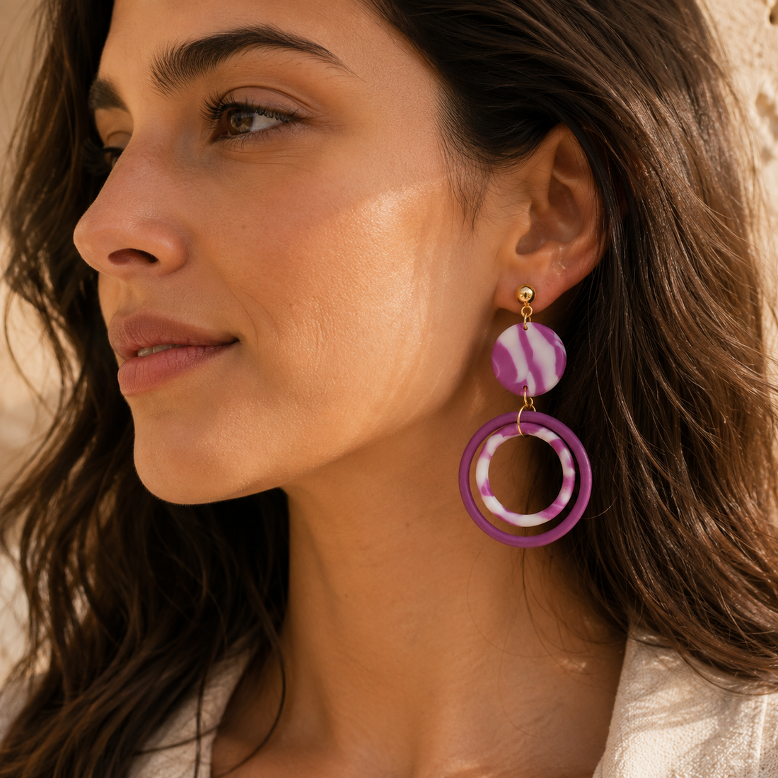 Pendientes Circle Geometry Purple