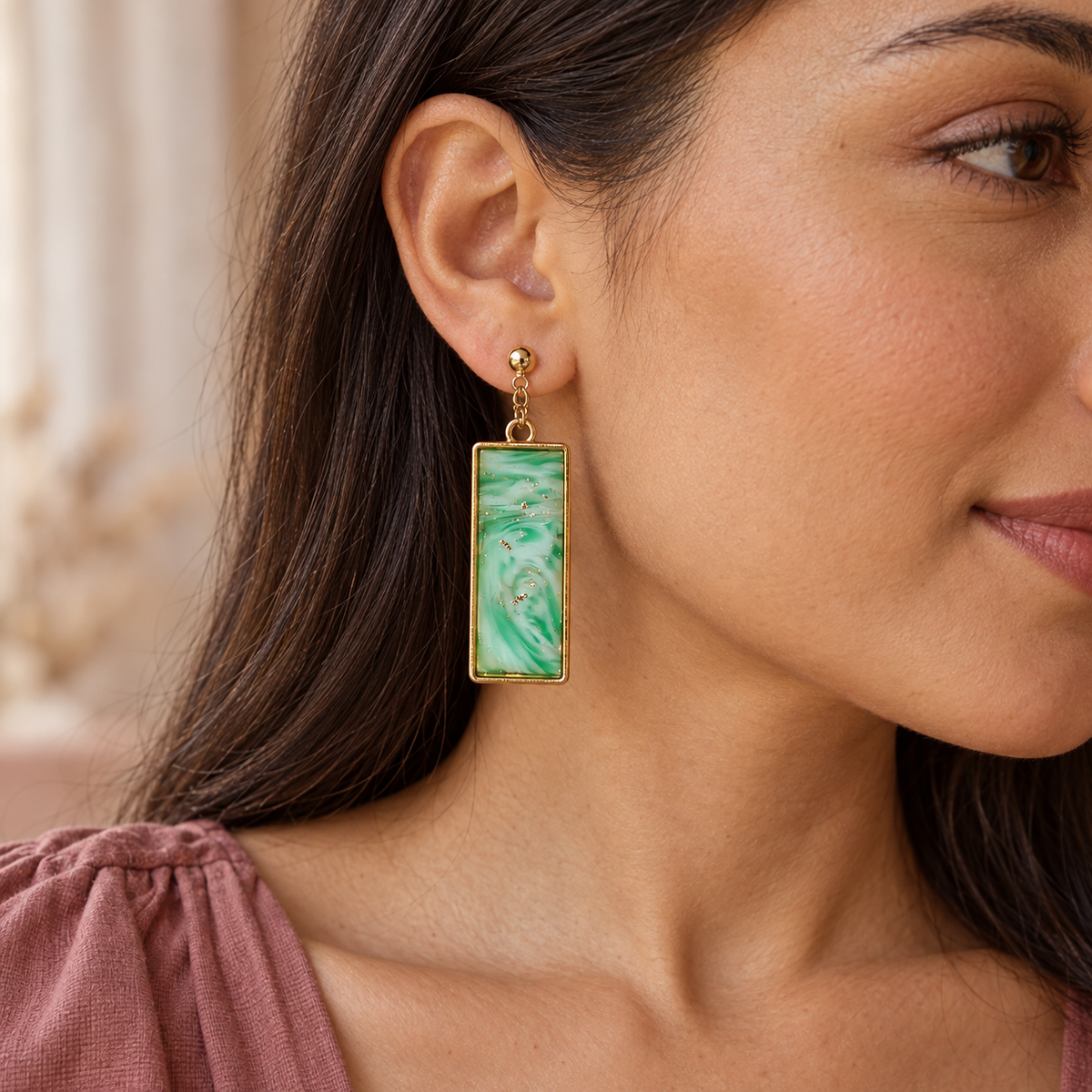 Pendientes Golden Tide Rectangle